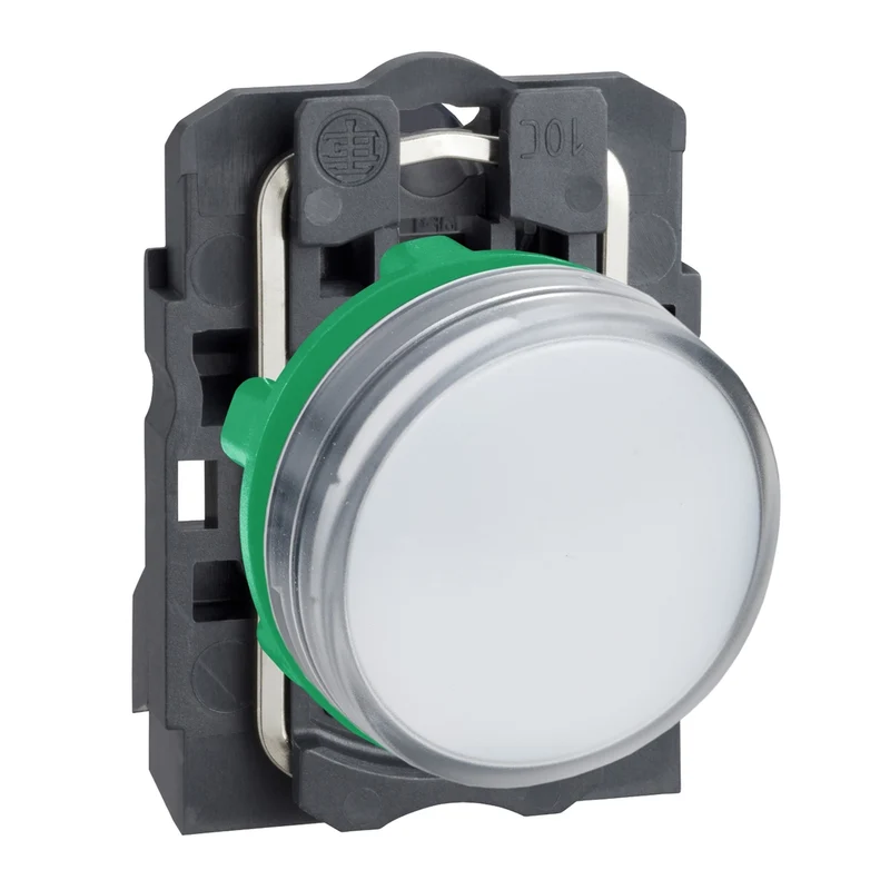 Pilot Light, Harmony XB5, Grey Plastic, White, 22mm, Universal LED, Plain Lens, 230...240V AC
