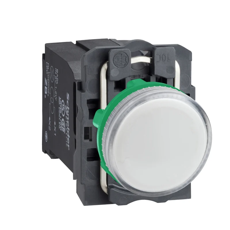 Pilot Light, Harmony XB5, White Incandescent, Plastic, 22 Mm, Plain Lens, BA9s Bulb, 220...240V