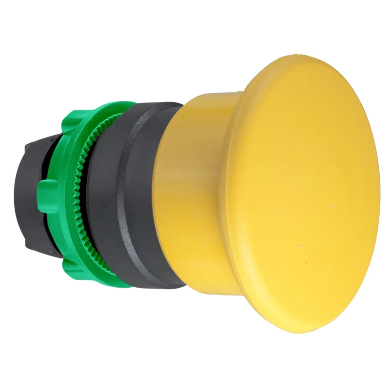 Head For Non Illuminated Pushbutton, Harmony XB5, Plastic, Yellow, Mushroom 40mm, 22mm, Spring Return