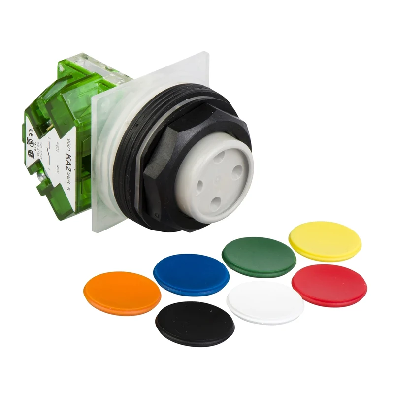 Push-Button, Harmony 9001SK, Plastic, Projecting, 7 Colours Choice, 30mm, Spring Return, 1 NO