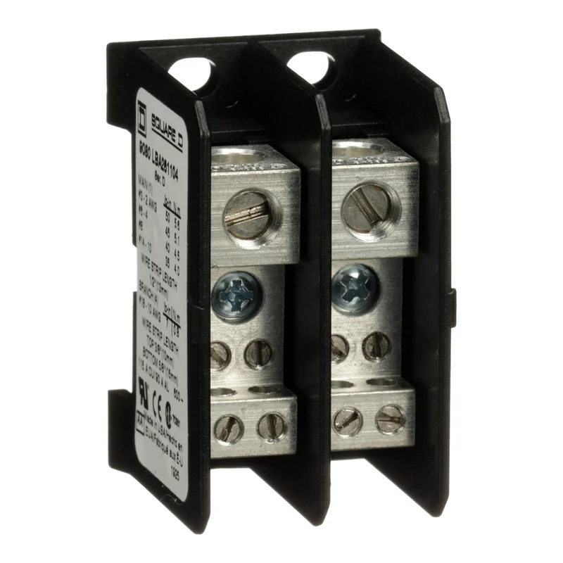 Power Distribution Block, Linergy, 2 Pole, 1 Line, 4 Load, 115A Cu, 90A Al, 600V