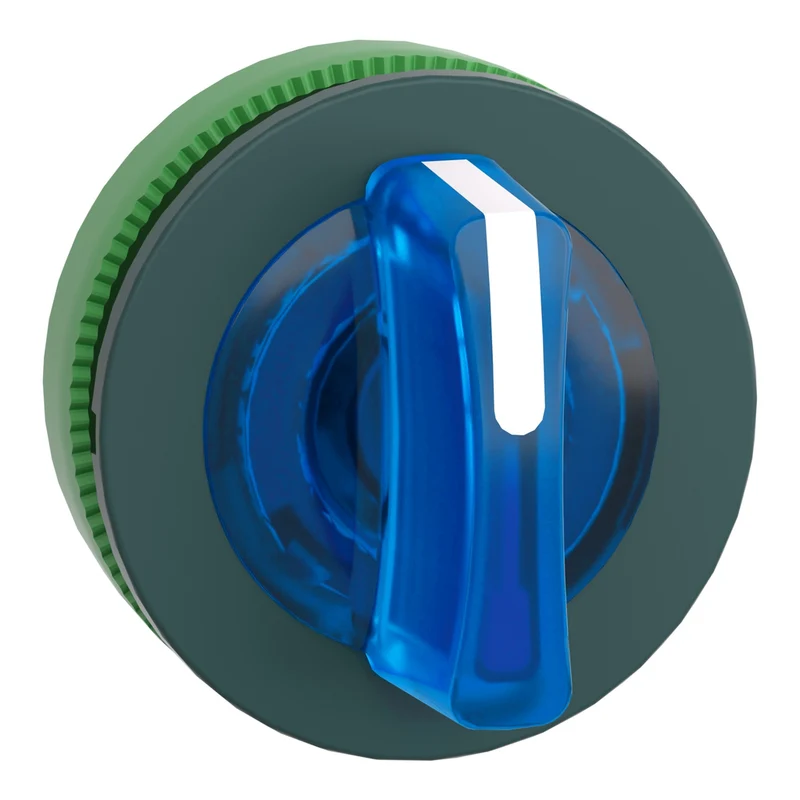 Head For Illuminated Selector Switch, Harmony XB5, Plastic, Blue Handle, Universal LED, 3 Positions, Left To Center