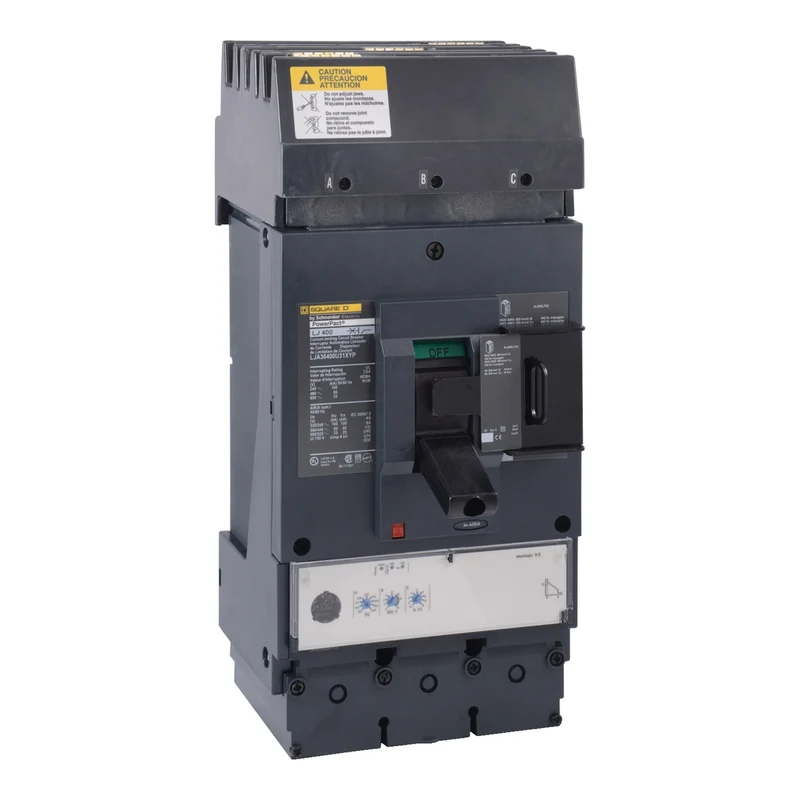 Circuit Breaker, PowerPacT L, 400A, 3 Pole, 600VAC, 25kA, I-Line, MicroLogic 3.3, 80%, ABC, Padlock Handle