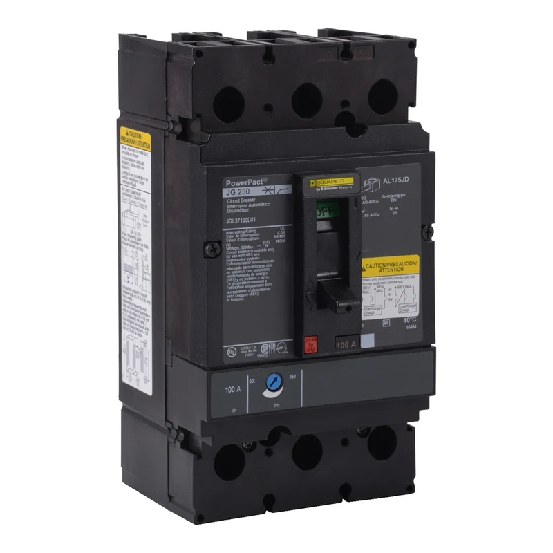 Circuit Breaker, PowerPacT J, 100A, 3 Pole, 500VDC, 20kA, Lugs, Thermal Magnetic, 80%