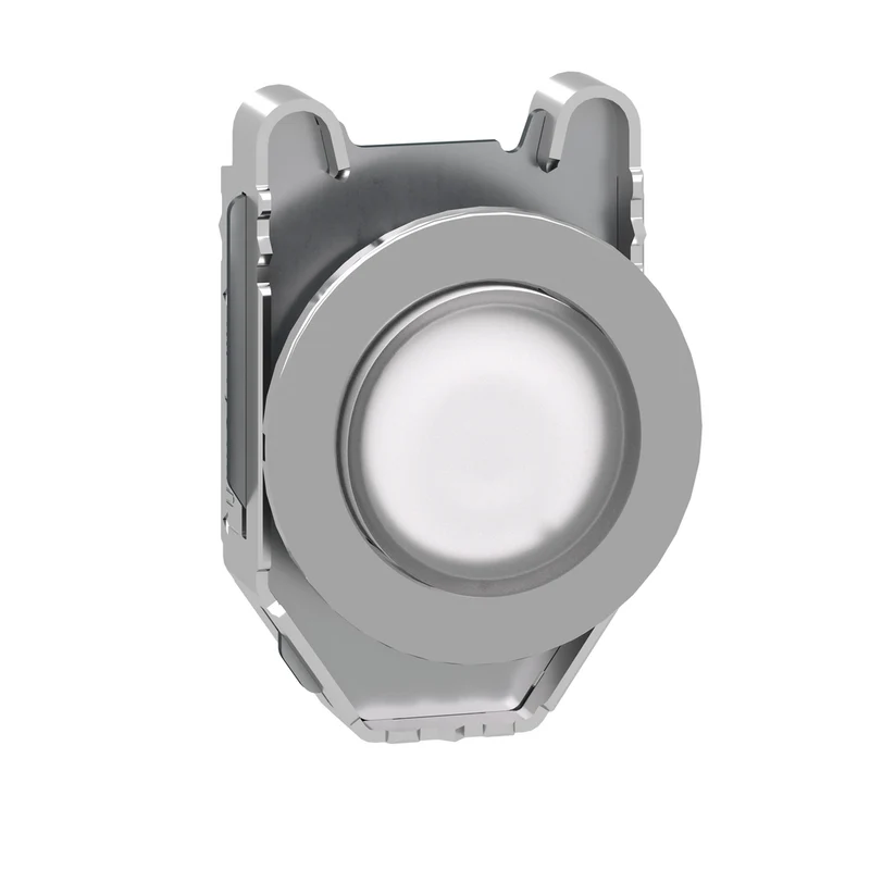 Head For Illuminated Push Button, Harmony XB4, Metal, White Projecting, 30mm, Universal LED, Push-Push, Unmarked