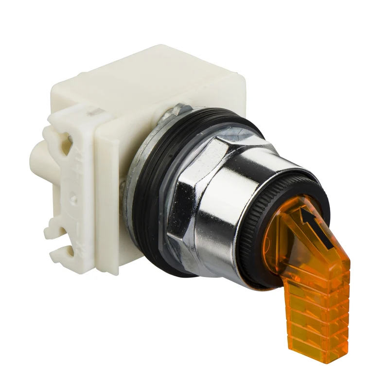 Pilot Light, Harmony 9001K, Metal, Polycarbonate, Fresnel Lens, Amber, 30mm, LED Yellow, 120V
