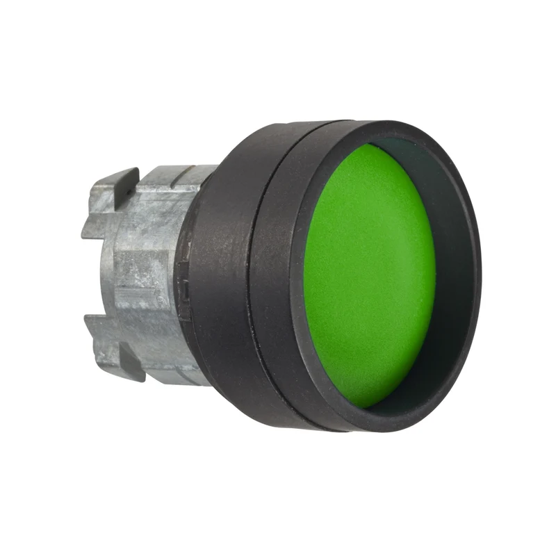 Head For Illuminated Push Button, Harmony XB4, Black Metal, Green Recessed, 22mm, Spring Return, High Guard, Wunmarked