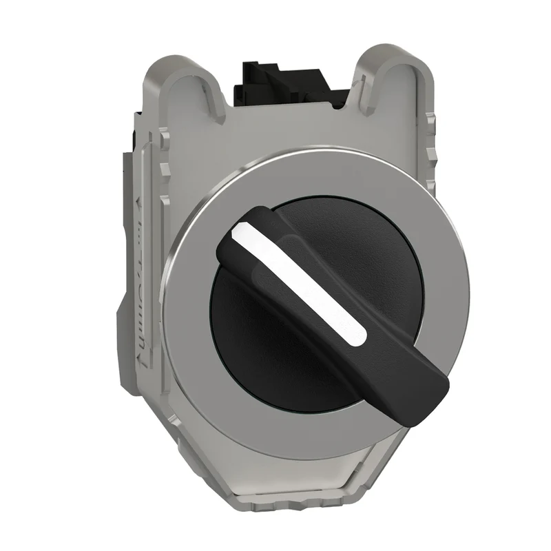 Selector Switch Flush Mounted, Harmony XB4, Metal, Black, 30mm, Long Handle, 2 Positions, Stay Put, 1NO