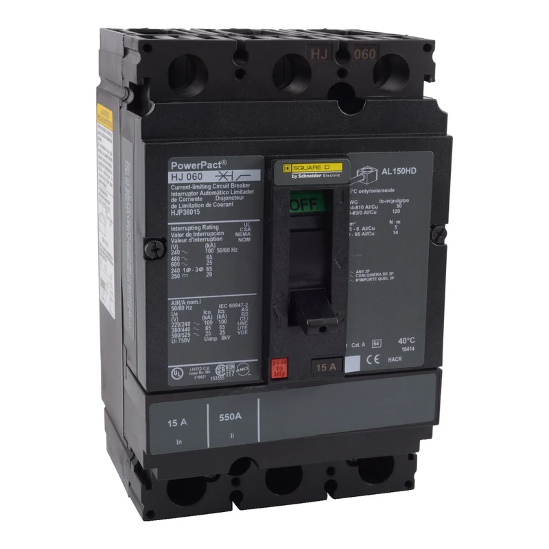 Circuit Breaker, PowerPacT H, 60A, 3 Pole, 600VAC, 25kA, Lugs, Thermal Magnetic, 80%