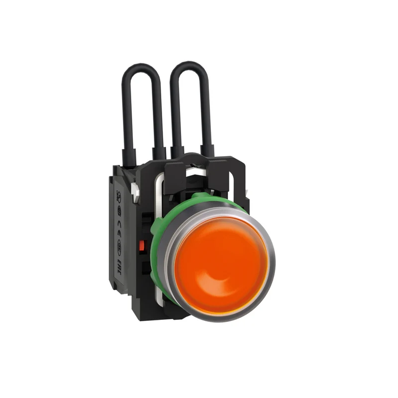 Push-To-Test Pilot Light, Harmony XB5, Plastic, Orange, Universal LED, Screw Clamp Terminals, 24V