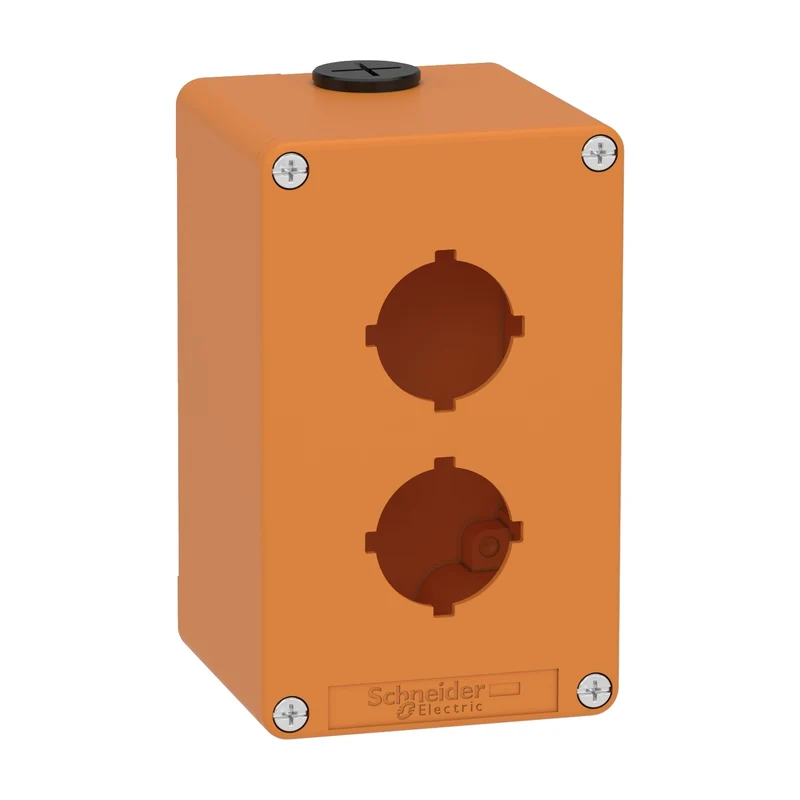 Empty Control Station, Harmony XAP, XB2 SL, Zinc Alloy, Orange, M20, 2 Cut Outs 30mm With Notches, 80x130x77