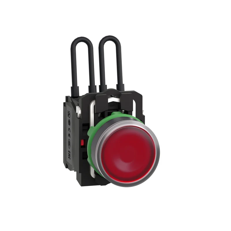 Push-To-Test Pilot Light, Harmony XB5, Plastic, Red, Universal LED, Screw Clamp Terminals, 24V