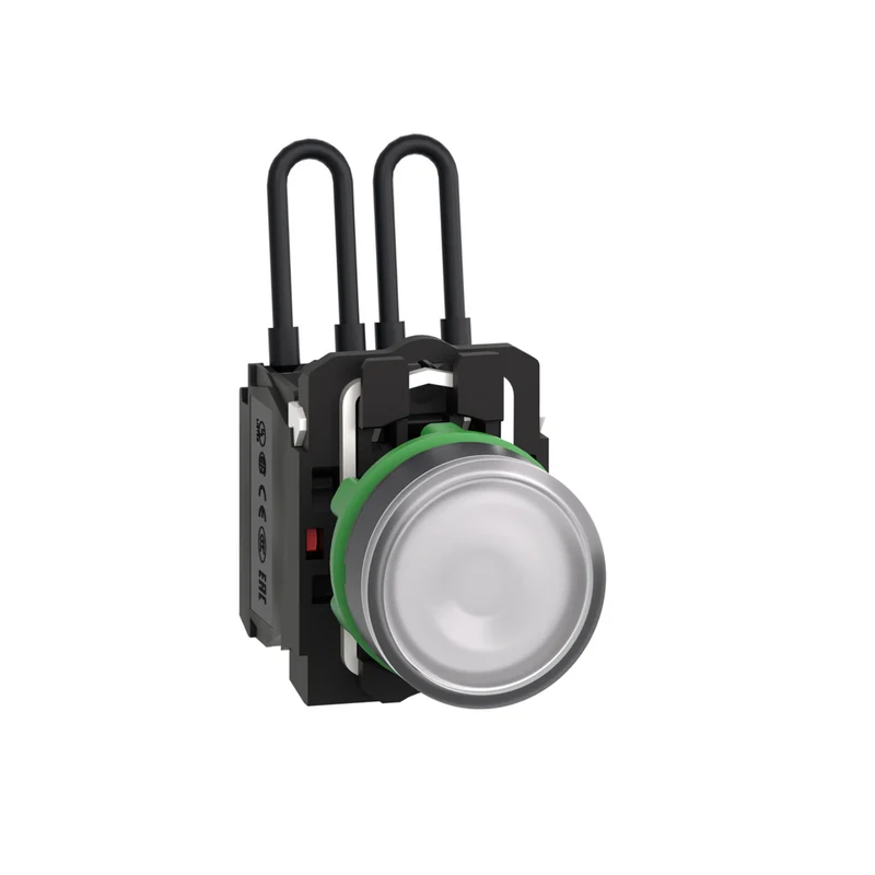 Push-To-Test Pilot Light, Harmony XB5, Plastic, White, Universal LED, Screw Clamp Terminals, 24V