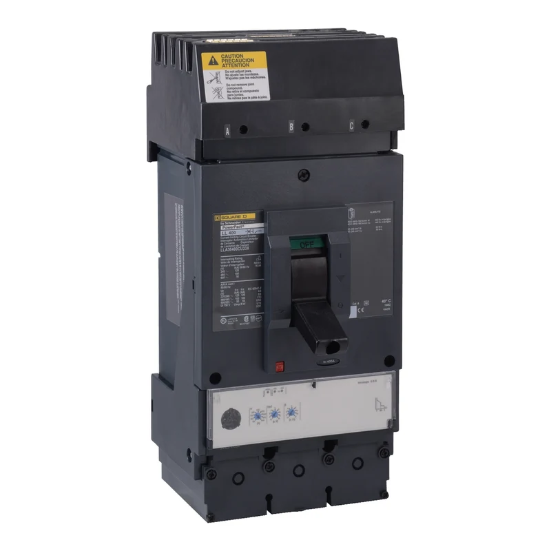 Circuit Breaker, PowerPacT L, 400A, 3 Pole, 600VAC, 14kA, I-Line, MicroLogic 3.3S, 100%, ABC