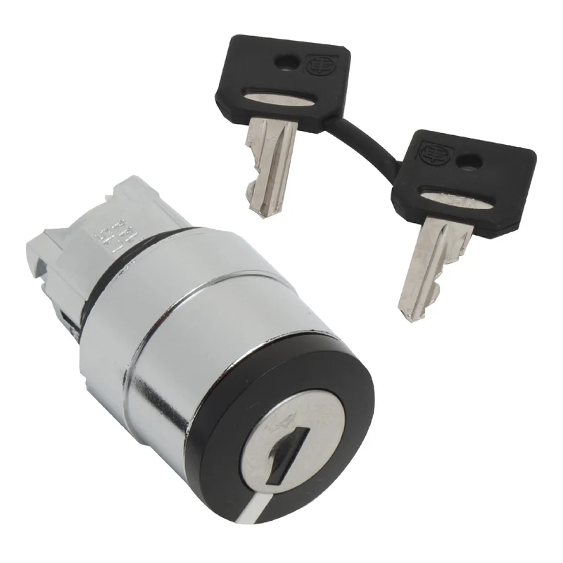 Head For Key Selector Switch, Harmony XB4, Black Key, 22mm, 2 Positions, Left Key Withdrawal, CES TEC10