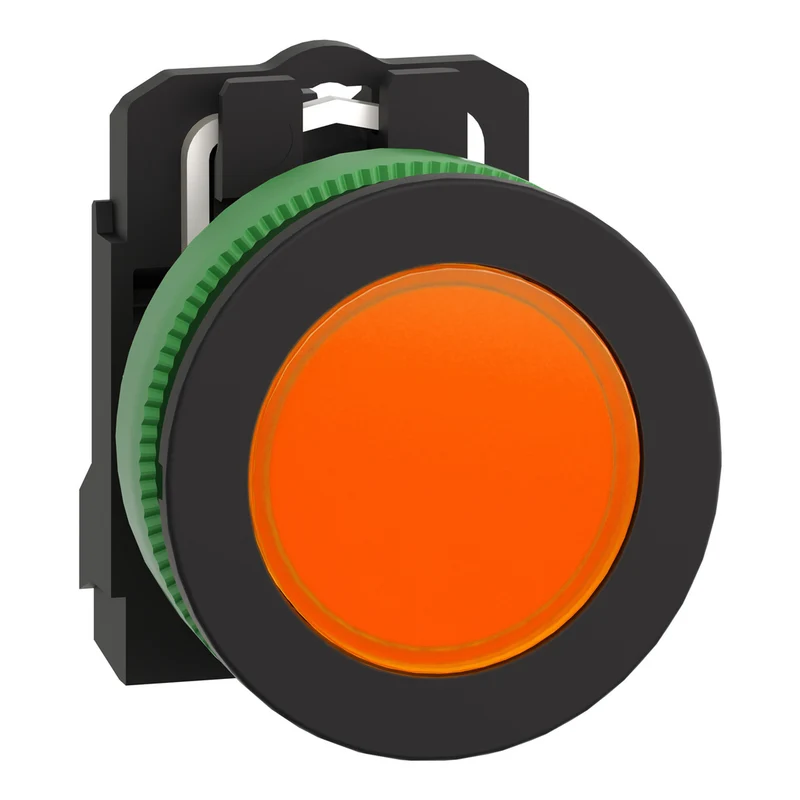 Pilot Light, Harmony XB5, Grey Plastic, Orange Flush Mounted, 30mm, Universal LED, 230...240V AC