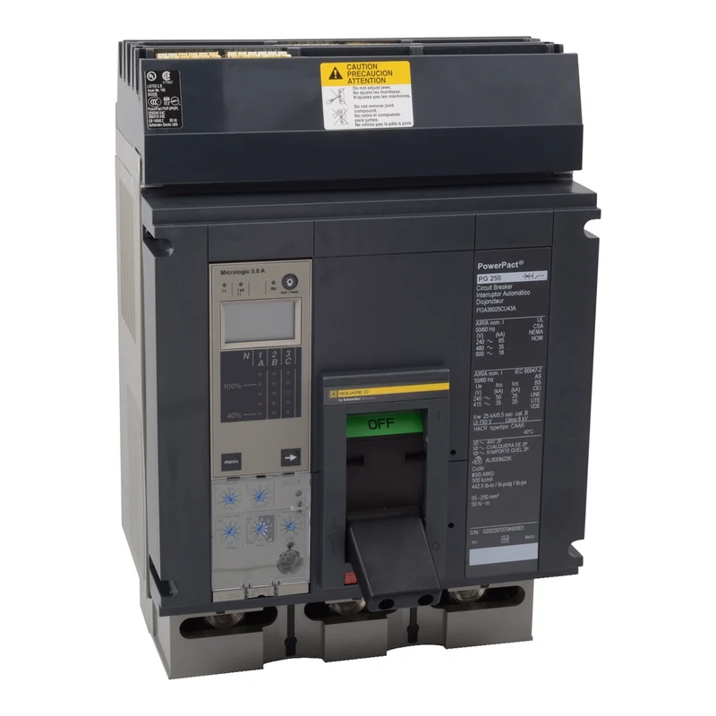 Circuit Breaker, PowerPacT P, 400A, 3 Pole, 600VAC, 25kA, I-Line, Micrologic 5.0P, 80%, ABC, Modbus