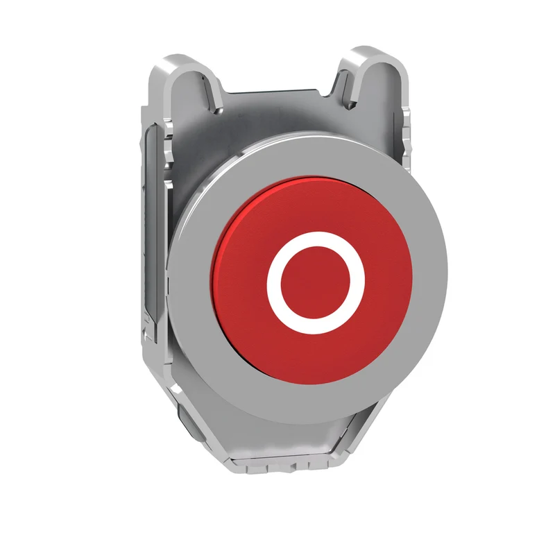Flush Mounted Projecting Push Button Head, Harmony XB4, Metal, Red, 30mm, Spring Return, Marked O