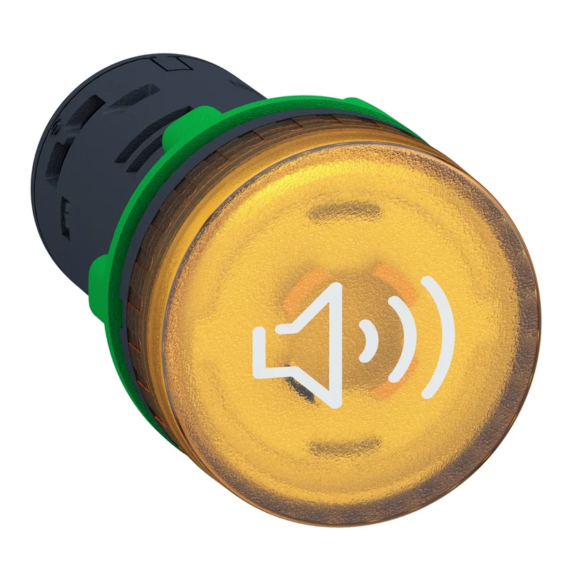 Annunciator, Harmony XB5, Illuminated Buzzer, Plastic, Yellow, 22mm, Continuous Or Intermittent Tone, 24V AC DC