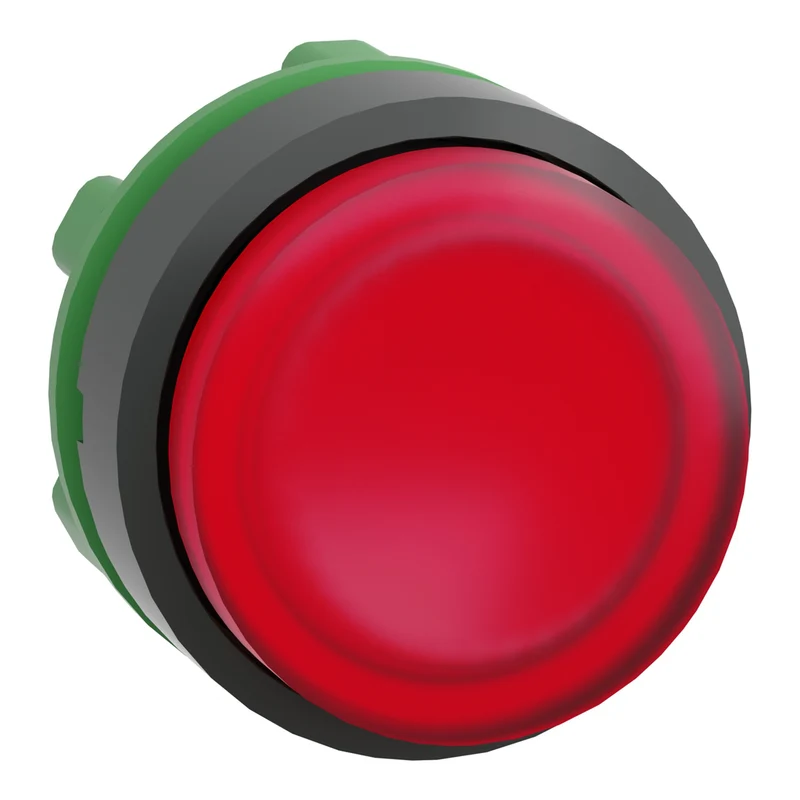 Head For Illuminated Push Button, Harmony XB5, Plastic, Red Projecting, 22mm, Universal LED, Spring Return, Plain Lens