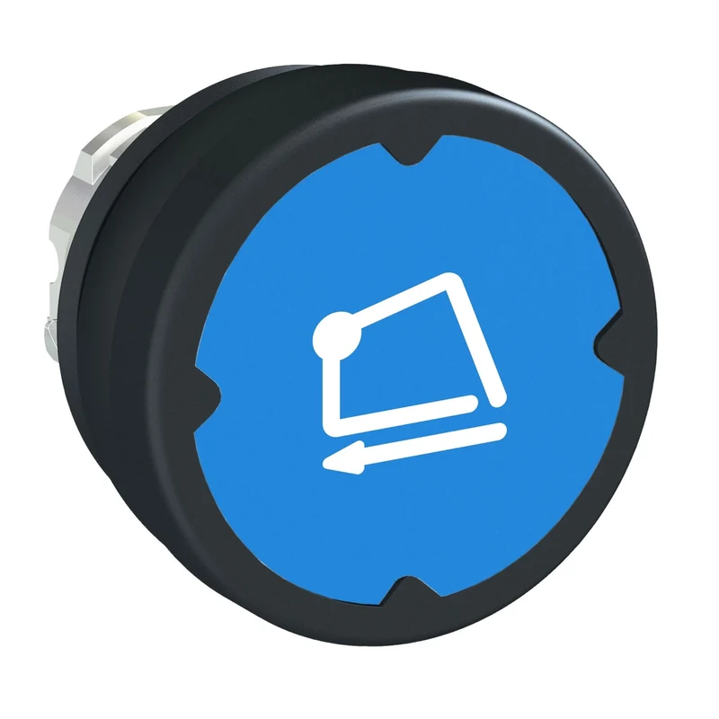 Head For Push Button, Harmony XB4, Push Button Head, Metal, Flush, Blue, 22mm, Spring Return, For Harsh Environment, Marking Legend, Rotated 90degrees