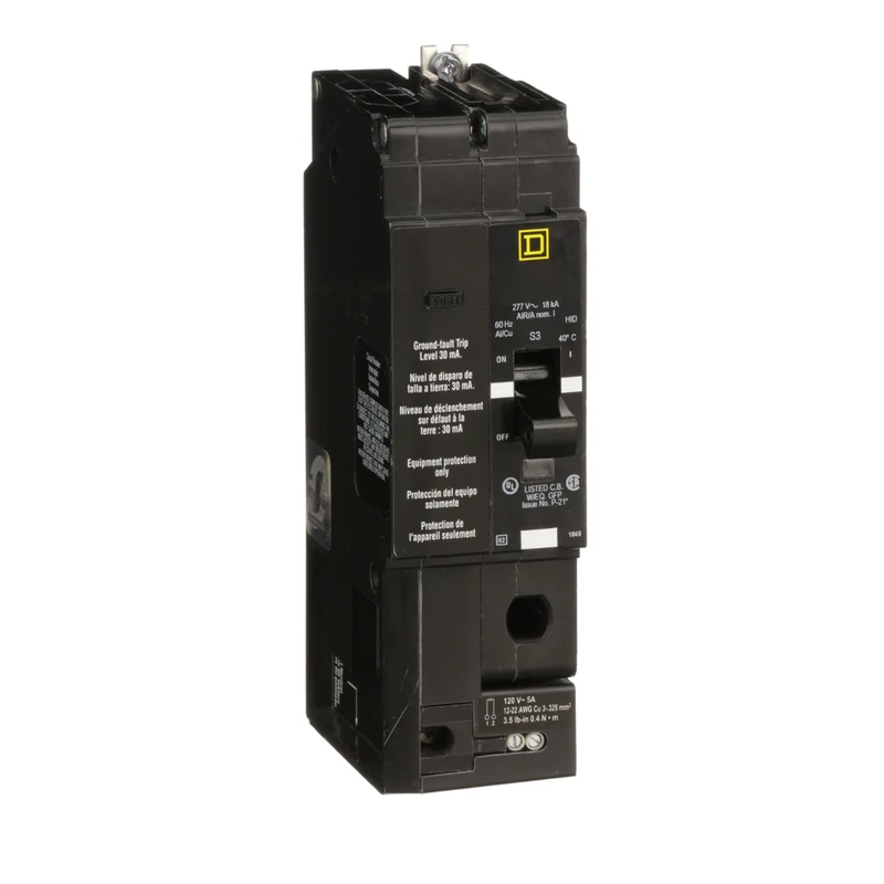 Mini Circuit Breaker, E-Frame, 40A, 1 Pole, 277VAC, 25kA Max, Bolt On, 30mA Ground Fault Protection, Alarm Switch [TAA]