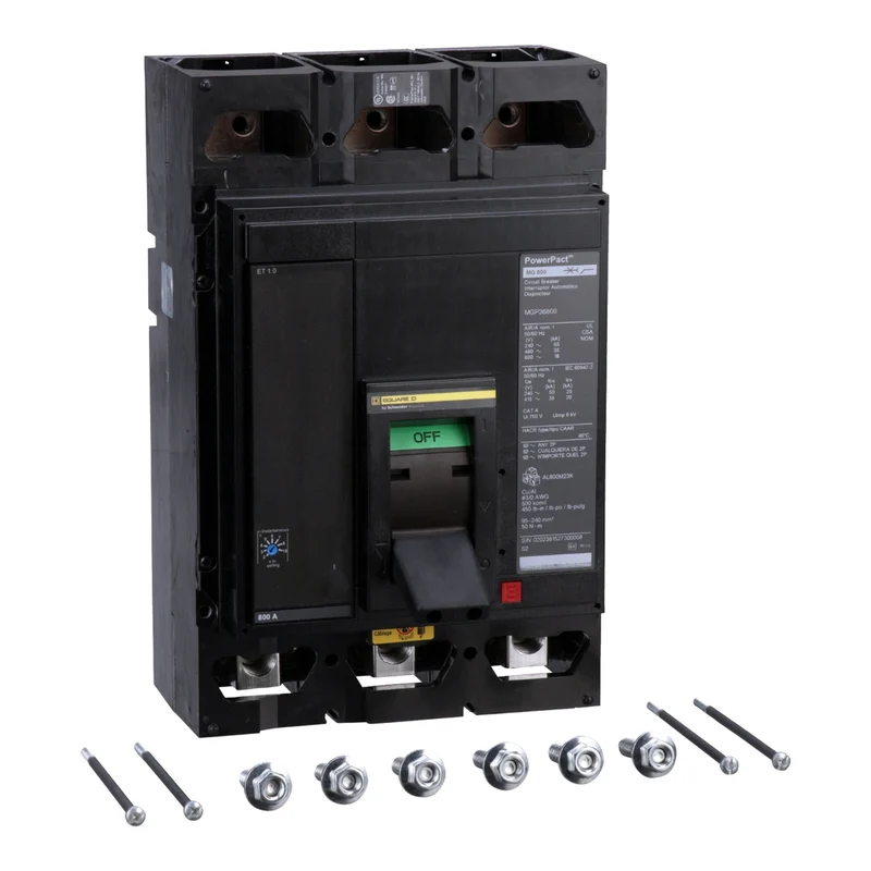 Circuit Breaker, PowerPacT M, 800A, 3 Pole, 600VAC, 18kA, Lugs, ET 1.0, 80%