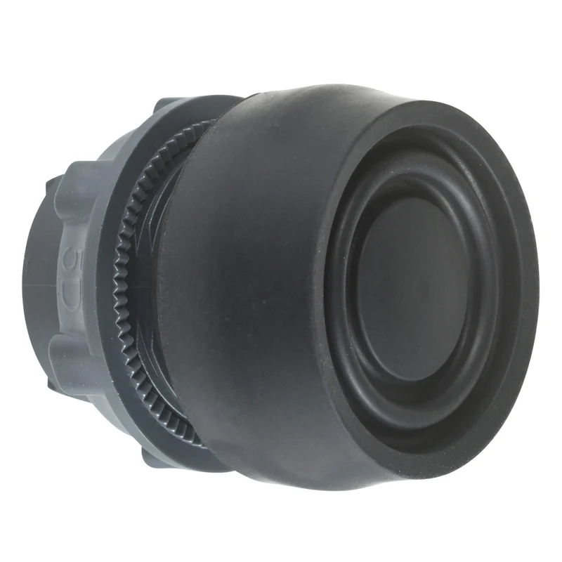 Head For Non Illuminated Push Button, Harmony XB5, Plastic, Flush, Black, 22mm, Spring Return, Coloured Boot, Unmarked