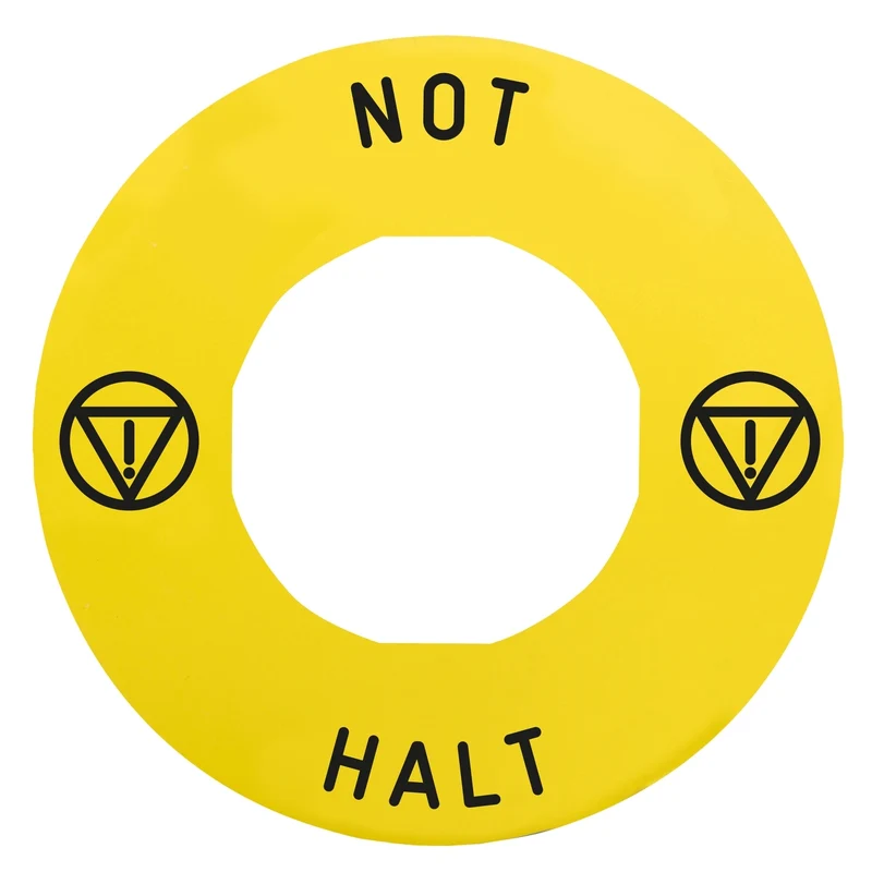 Marked Legend, Harmony XB4, Harmony XB5, Ø 60 For Emergency Stop, NOT HALT/Logo ISO13850