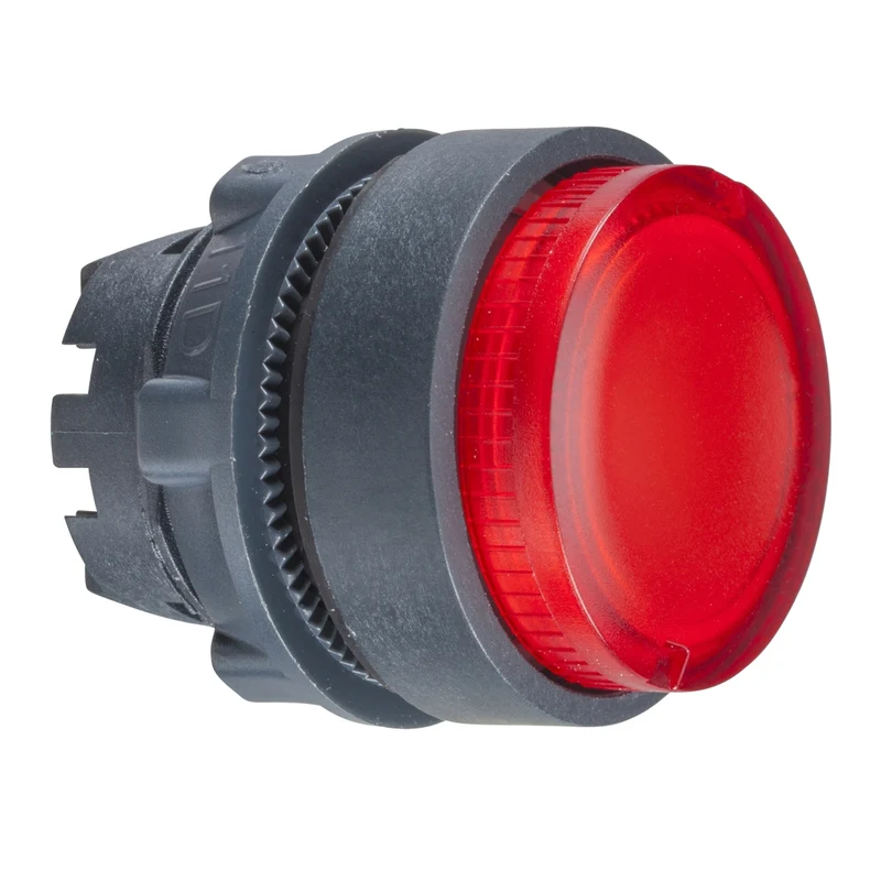 Head For Illuminated Push Button, Harmony XB5, Red Projecting, 22mm, BA9s Bulb, Spring Return, Unmarked