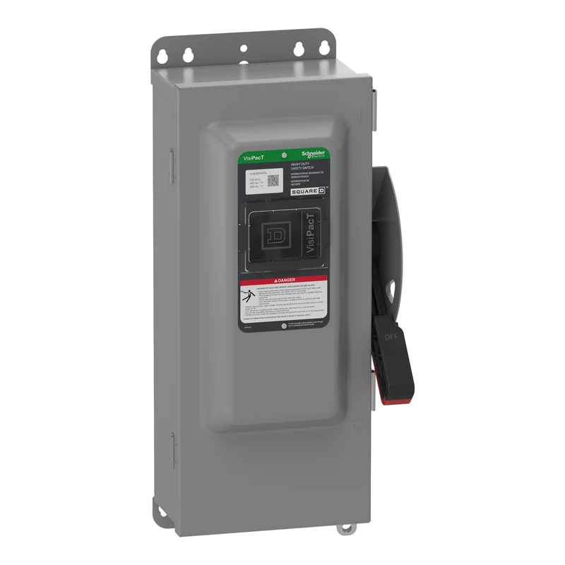 Safety Switch, VisiPacT, Heavy Duty, Fused, Viewing Window, NEMA 12, 600V, 100A, 3 Pole, Neutral Bonded, Ground Lugs