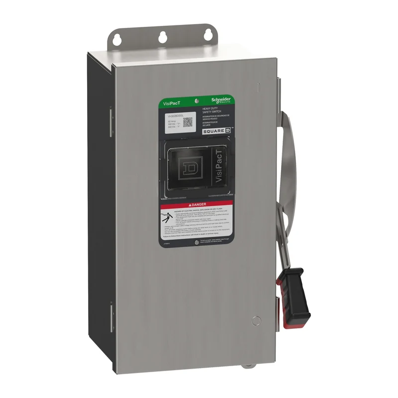 Safety Switch, VisiPacT, Heavy Duty, Fused, Viewing Window, NEMA 4X, 600V, 60A, 3 Pole, Neutral Bonded, Ground Lugs