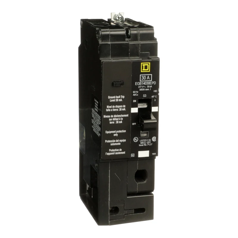 Mini Circuit Breaker, E-Frame, 30A, 1 Pole, 277VAC, 65kA Max, Bolt On, 30mA Ground Fault Protection [TAA]