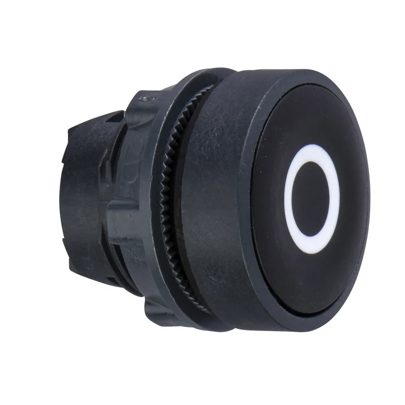Head For Non Illuminated Push Button, Harmony XB5, Black Flush, 22mm, Spring Return, White Marked O