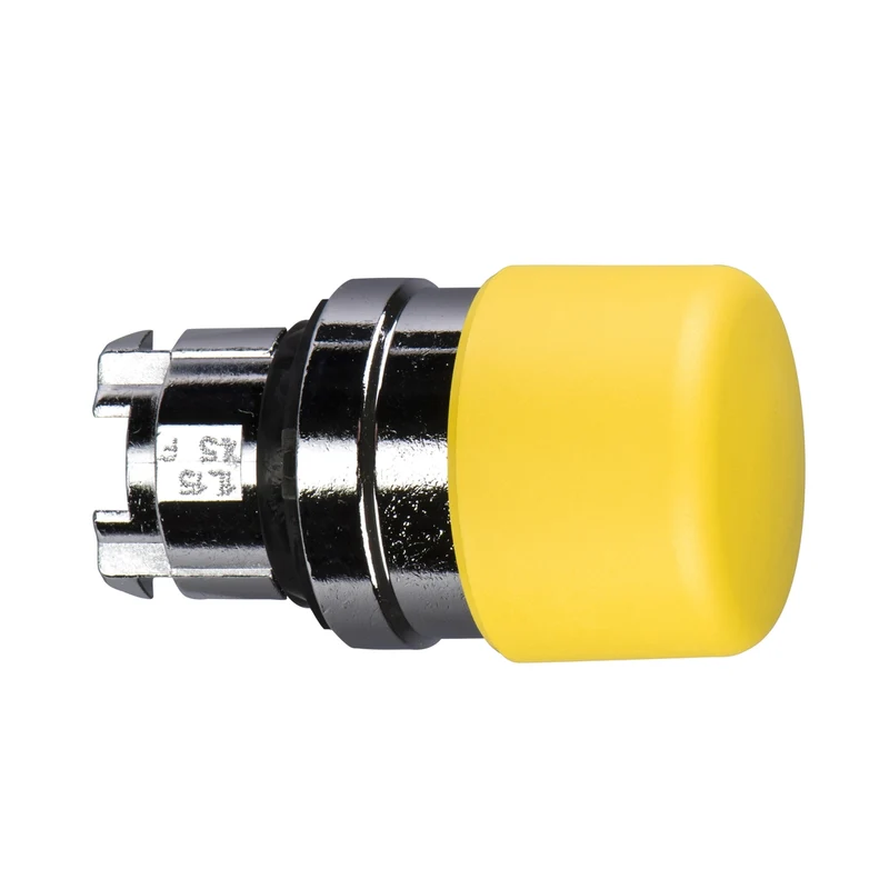 Head For Non Illuminated Push Button, Harmony XB4, Yellow Mushroom 30mm, 22mm, Spring Return, Unmarked