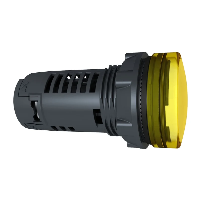 Pilot Light, Harmony XB5, Grey Plastic, Yellow, 22mm, Universal LED, Plain Lens, 110...120V AC