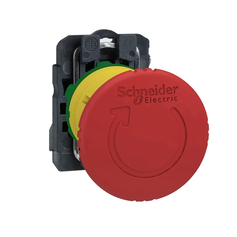 Emergency Stop Switching Off, Harmony XB5, Plastic, Red Mushroom 40mm, 22mm, Trigger Latching Turn To Release, 1NC With Monitoring