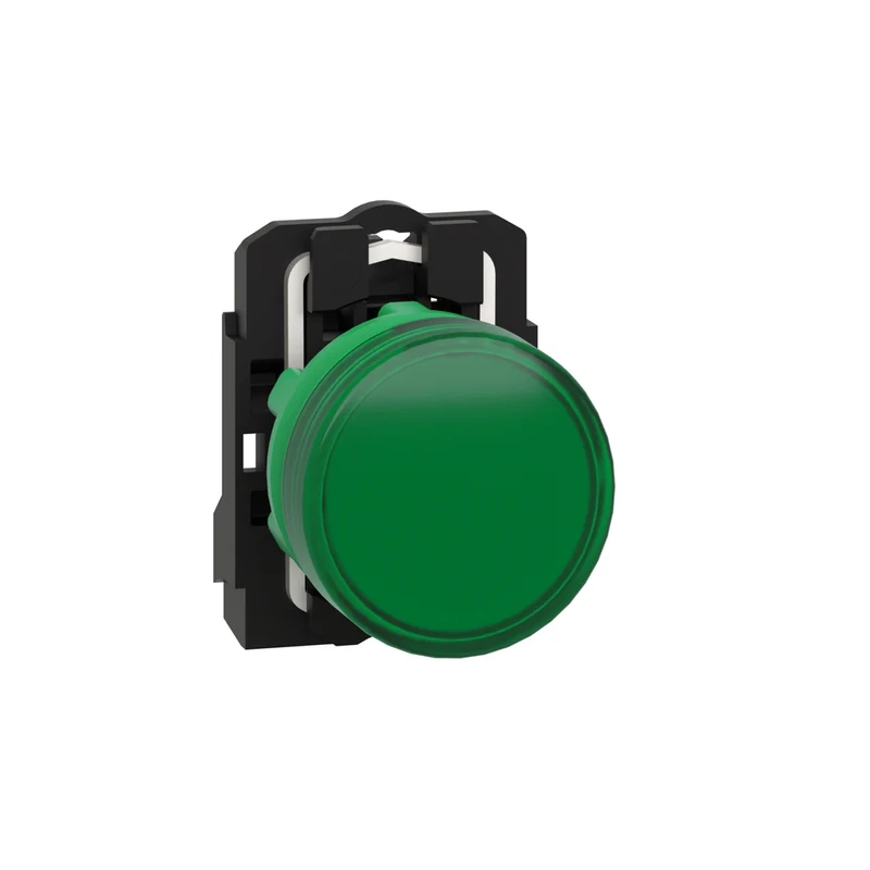 Pilot Light, Harmony XB5, Grey Plastic, Green, 22mm, Universal LED, Plain Lens, 230...240V AC