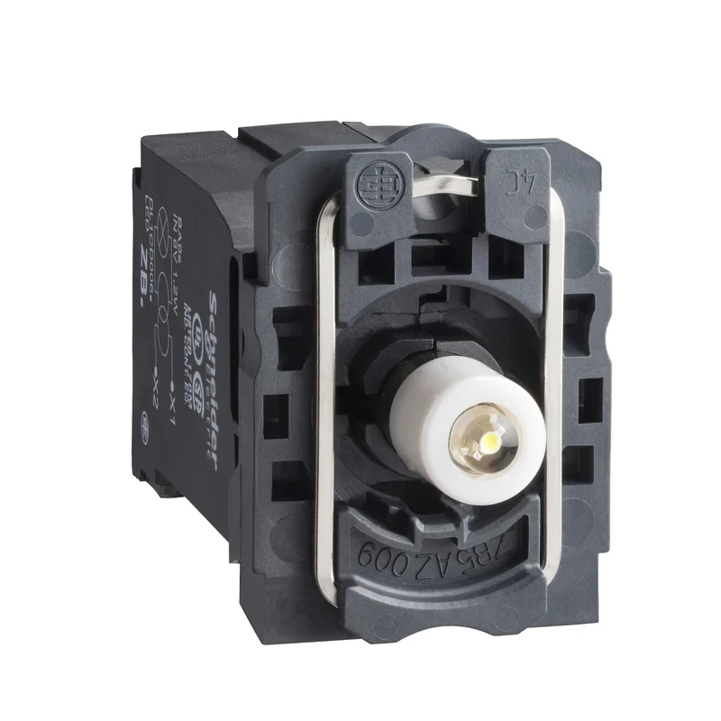 Complete Body/Light Block Assembly, Harmony XB5, XB4, Green Light, With Body/Fixing Collar, BA9s LED Bulb, 400V AC