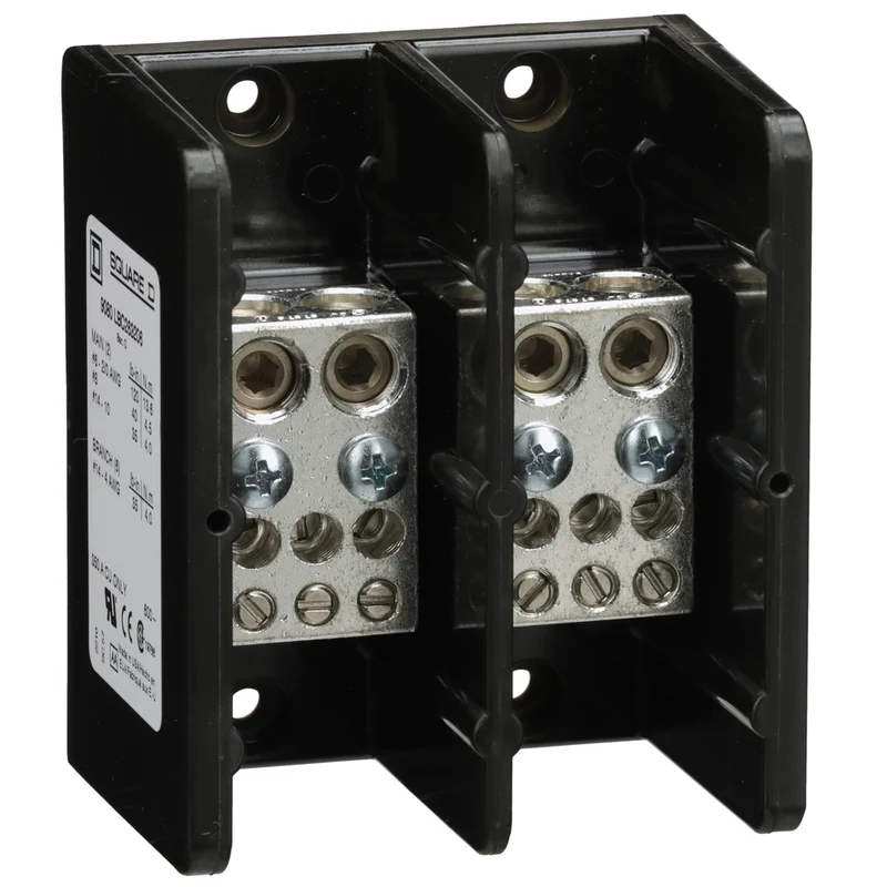 Power Distribution Block, Linergy, 1 Pole, 2 Line, 6 Load, 350A Cu, 600V