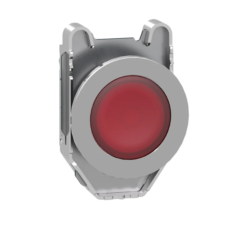 Head For Illuminated Push Button, Harmony XB4, Metal, Red Flush Mounted, 30mm, Universal LED, For Legend Of Insertion