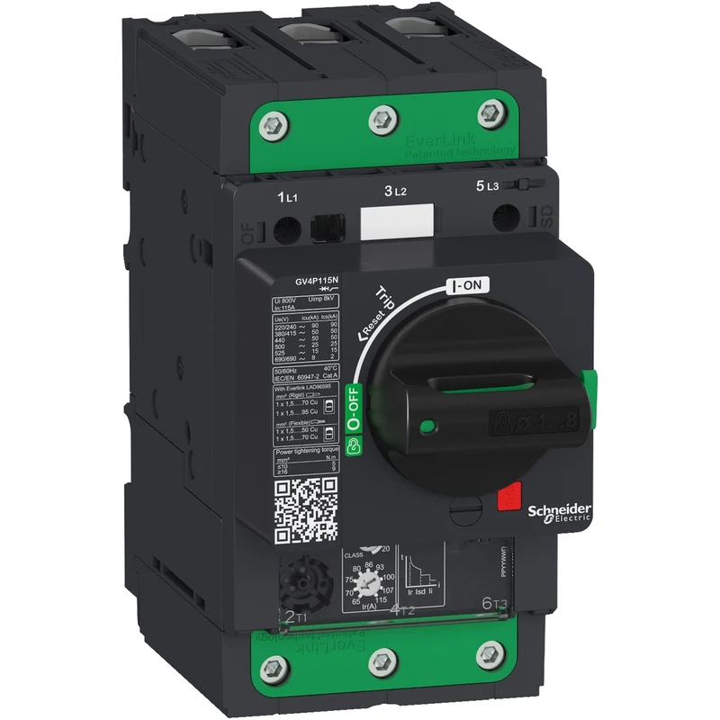 Motor Circuit Breaker, TeSys GV4, 3P, 115A, Icu 25kA, Thermal Magnetic, Everlink Terminals