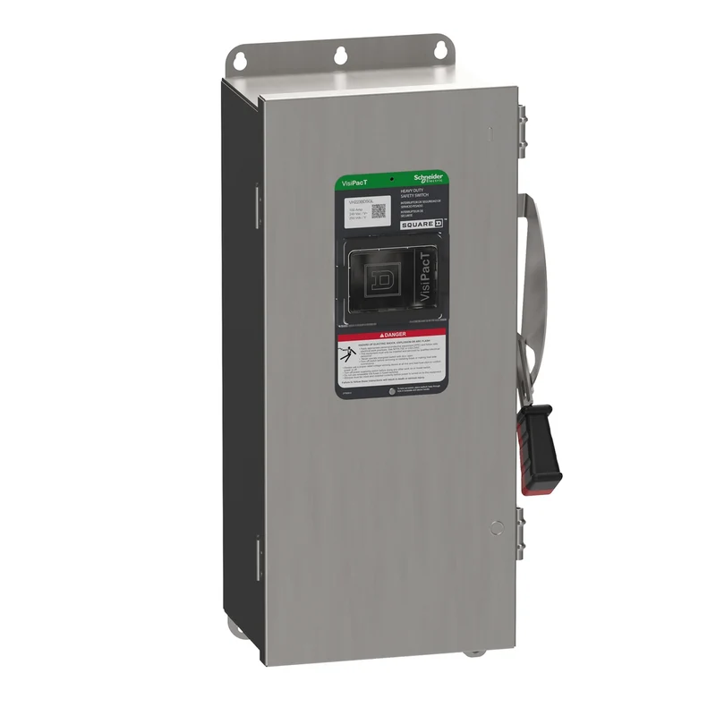 Safety Switch, VisiPacT, Heavy Duty, Fused, Viewing Window, NEMA 4X, 240V, 100A, 2 Pole, Neutral Bonded, Ground Lugs