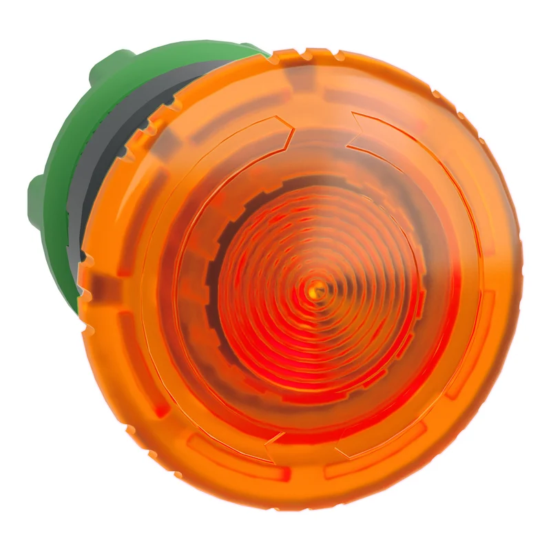 Head For Illuminated Push Button, Harmony XB5, Plastic, Orange Mushroom 40mm, 22mm, Latching Turn To Release, Clear Boot