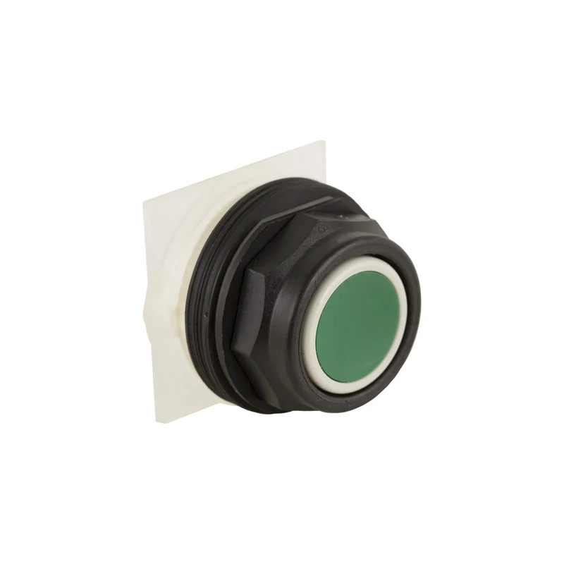 Push-Button Head, Harmony 9001SK, Plastic, Flush, Green, 30mm, Spring Return