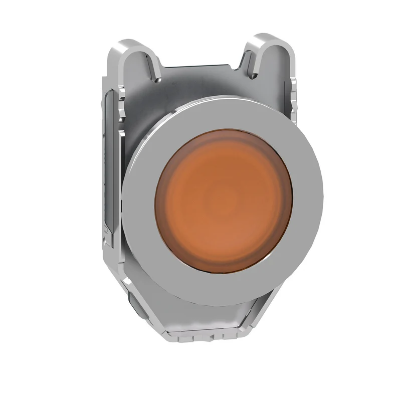 Head For Illuminated Push Button, Harmony XB4, Metal, Orange Flush Mounted, 30mm, Universal LED, Unmarked