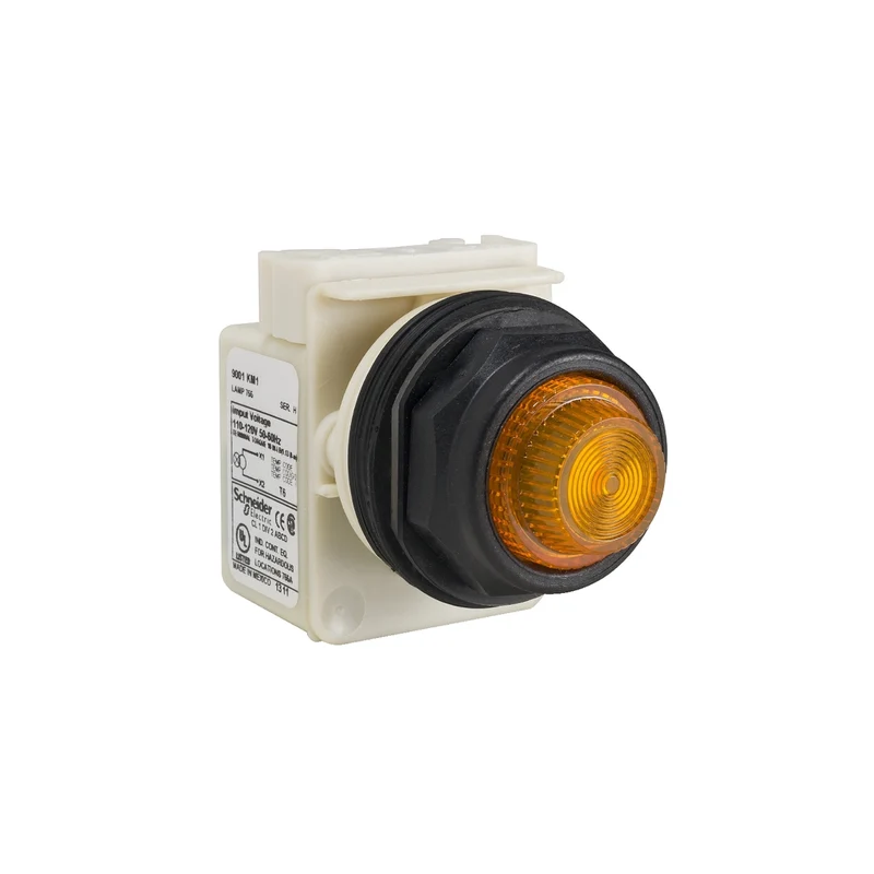 Pilot Light, Harmony 9001SK, Corrosion Resistance Enclosure, Plastic, Black, Yellow LED, 120V, 30mm
