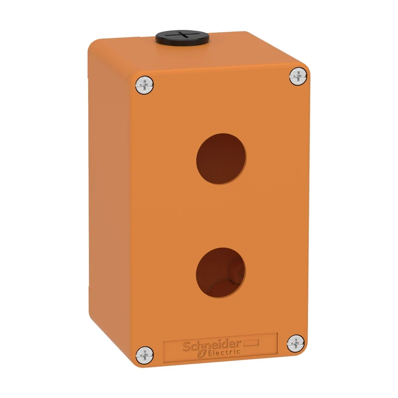 Empty Control Station, Harmony XAP, XB2 SL, Zinc Alloy, Orange, M20, 2 Cut Outs 22mm, 80x130x77mm