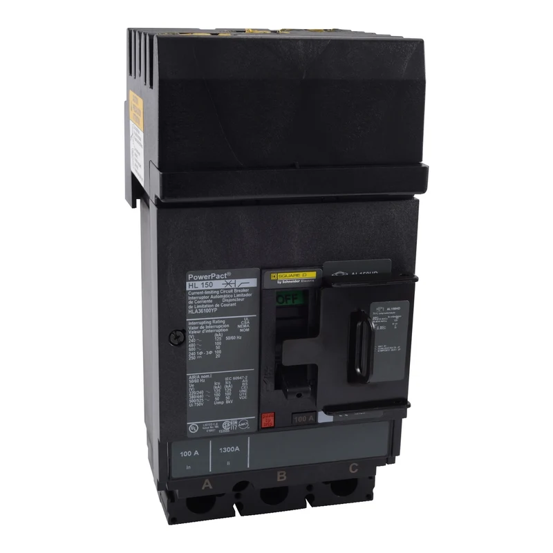 Circuit Breaker, PowerPacT H, 100A, 3 Pole, 600VAC, 50kA, I-Line, Micrologic 5.2E, 80%, ABC