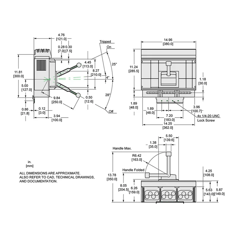 Circuit Breaker, PowerPacT R, 1000A, 3 Pole, 600VAC, 18kA, I-Line, Micrologic 5.0, 100%